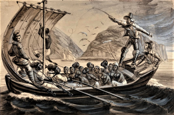                Desembarque de escravos. Paul Harro-Harring. 1840. Acervo Instituto Moreira Sales 